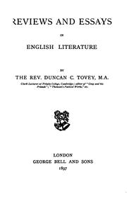 Cover of: Reviews and essays in English literature by Duncan Crookes Tovey
