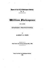 Cover of: William Shakespeare and alleged Spanish prototypes.