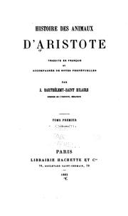 Cover of: Histoire des animaux by Aristotle