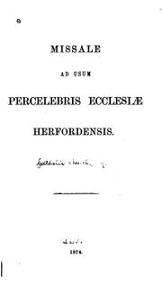 Cover of: Missale ad usum percelebris ecclesiae Herfordensis by Catholic Church