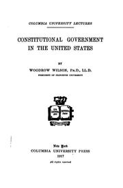 Cover of: Constitutional government in the United States.