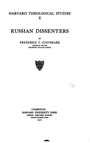 Russian dissenters. by F. C. Conybeare