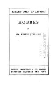 Cover of: Hobbes by Sir Leslie Stephen