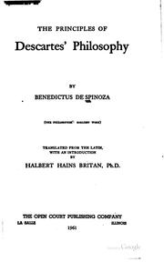 Cover of: The principles of Descartes' philosophy. by Baruch Spinoza