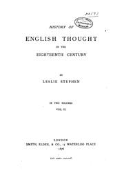 History of English thought in the eighteenth century