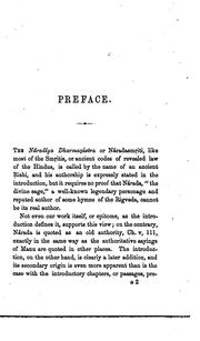 Cover of: Náradíya dharmasástra by Translated, for the first time, from the unpublished Sanskrit original, by Julius Jolly.  With a preface, notes chiefly critical, an index of quotations from Nárada in the principal Indian digests, and a general index.