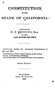 Cover of: Constitution of the State of California by California.