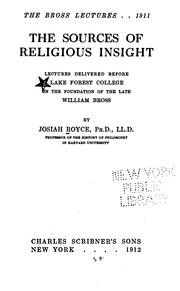 Cover of: The  sources of religious insight. by Josiah Royce