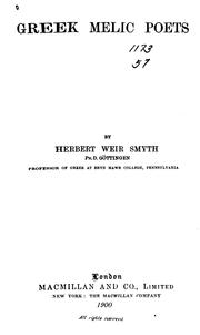 Greek melic poets by Herbert Weir Smyth