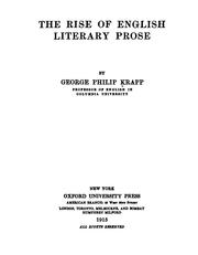 Cover of: The rise of English literary prose. by George Philip Krapp