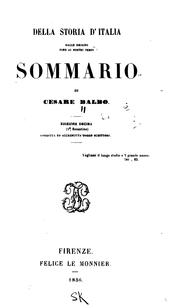 Cover of: Della storia d'Italia dalle origini fino ai nostri tempi by Cesare Balbo, conte