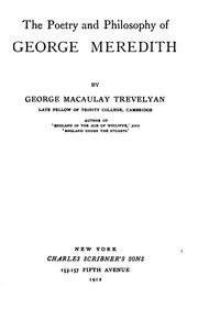 Cover of: The poetry and philosophy of George Meredith. by George Macaulay Trevelyan