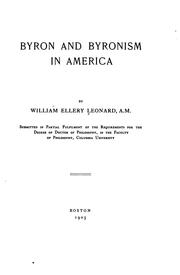 Cover of: Byron and Byronism in America.