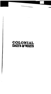 Cover of: Colonial days and ways, as gathered from family papers. by Helen Evertson Smith