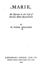 Cover of: Marie. by H. Rider Haggard