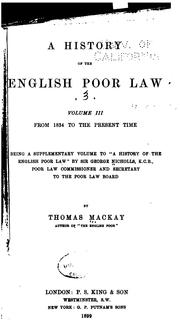 Cover of: A history of the English poor law.
