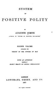 Cover of: System of positive polity. by Auguste Comte