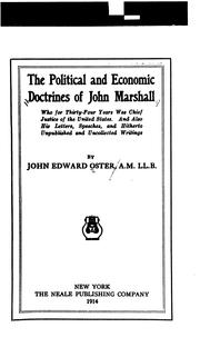 Cover of: The political and economic doctrines of John Marshall by John Marshall, John Marshall