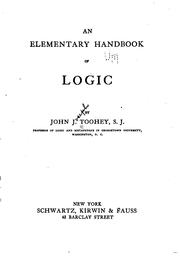 Cover of: An elementary handbook of logic. by Toohey, John Joseph