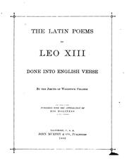 Cover of: The Latin poems of Leo XIII: done into English verse
