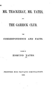 Cover of: Mr. Thackeray, Mr. Yates and the Garrick Club