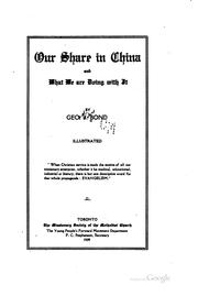 Cover of: Our share in China and what we are doing with it.
