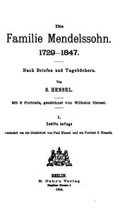 Cover of: Die Familie Mendelssohn, 1729-1847. by S. Hensel