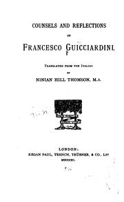 Cover of: Counsels and reflections by Francesco Giucciardini