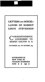 Cover of: Correspondence addressed to Sidney Colvin by Robert Louis Stevenson