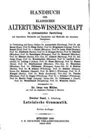 Cover of: Handbuch der klassischen Altertums-Wissenschaft in systematischer Darstellung by In Verbindung mit Dr. Autenrieth [et al.] hrsg. von Iwan von Müller.