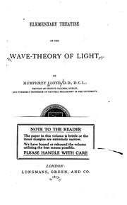 Cover of: Elementary treatise on the wave-theory of light.