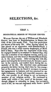 Cover of: Selections from the letters and other papers of William Grover by William Grover