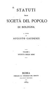 Cover of: Statuti delle società del popolo di Bologna.