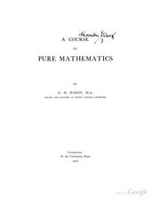 Cover of: A course of pure mathematics