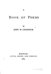 Cover of: A book of poems by John White Chadwick