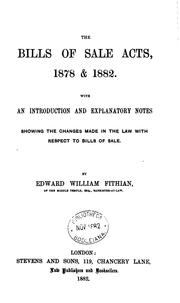 Cover of: Bills of sale acts, 1878 & 1882 | 