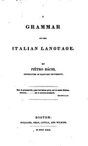 Cover of: A grammar of the Italian language by Pietro Bachi