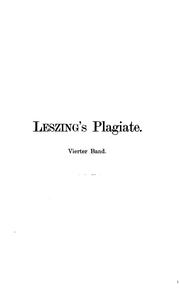 Cover of: Lessing's Plagiate. by Paul Albrecht