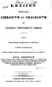 Cover of: Lexicon manuale Hebraicum et Chaldaicum in Veteris Testamenti libros
