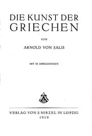Cover of: Die Kunst der Griechen. by Arnold von Salis