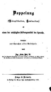 Cover of: Doppelung (Reduplikation, Germination) by August Friedrich Pott