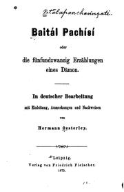 Cover of: Baitál Pachísí: oder, Die fünfundzwanzig Erzählungen eines Dämon.