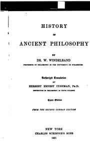 Cover of: History of ancient philosophy.