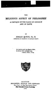 Cover of: The  religious aspect of philosophy by Josiah Royce