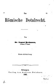 Cover of: Das römische Dotalrecht.