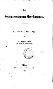 Das Senatus consultum macedonianum by Gustav Dietzel