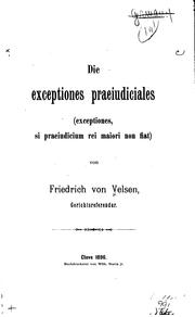 Die exceptiones praeiudiciales by Friedrich von Velsen