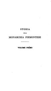 Cover of: Storia della monarchia piemontese dal 1773 sino al 1861 by Bianchi, Nicomede