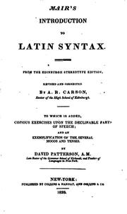 Cover of: Mair's introduction to Latin syntax