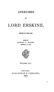 Cover of: Speeches of Lord Erskine: while at the bar